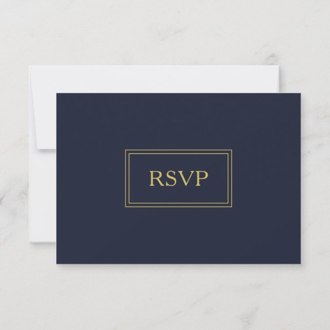 Stylish Elegant Navy & Gold Script RSVP Cards (Back)