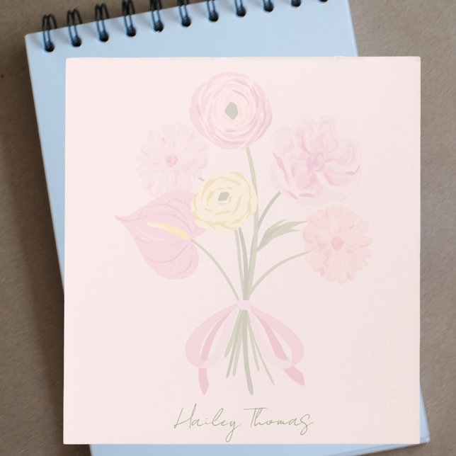 Stylish Elegant Pink Bow Floral Notepad (Creator Uploaded)