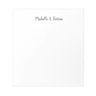 Stylish Elegant Plain Simple White Notepad