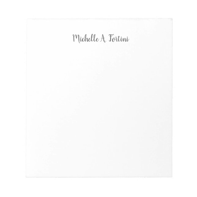 Stylish Elegant Plain Simple White Notepad (Front)