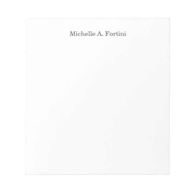 Stylish Elegant Plain Simple White Notepad (Front)