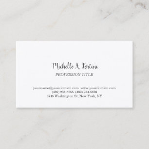 Stylish Elegant Plain Simple White Premium Silk Business Card