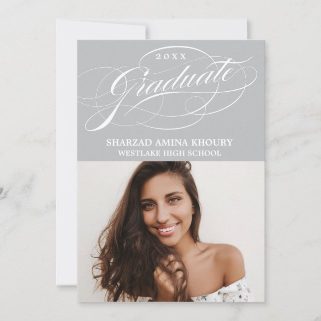 STYLISH ELEGANT SCRIPT 2 GRADUATE PARTY INVITATION (Front)