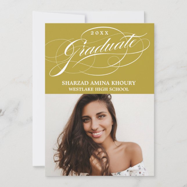 STYLISH ELEGANT SCRIPT 2 GRADUATE PARTY INVITATION (Front)