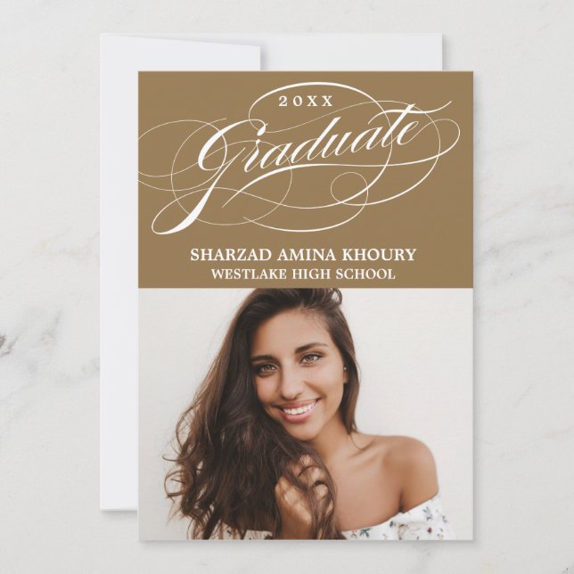 STYLISH ELEGANT SCRIPT 2 GRADUATE PARTY INVITATION (Front)