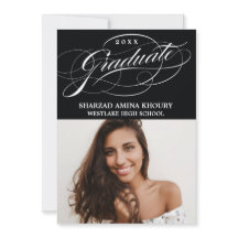 STYLISH ELEGANT SCRIPT 2 GRADUATE PARTY INVITATION