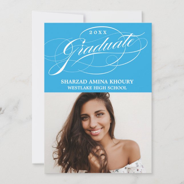 STYLISH ELEGANT SCRIPT 2 GRADUATE PARTY INVITATION (Front)