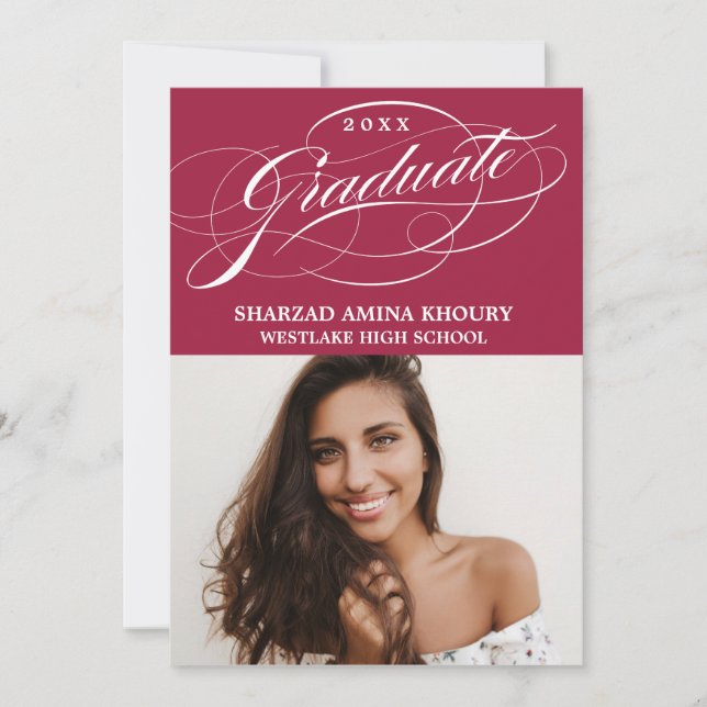 STYLISH ELEGANT SCRIPT 2 GRADUATE PARTY INVITATION (Front)