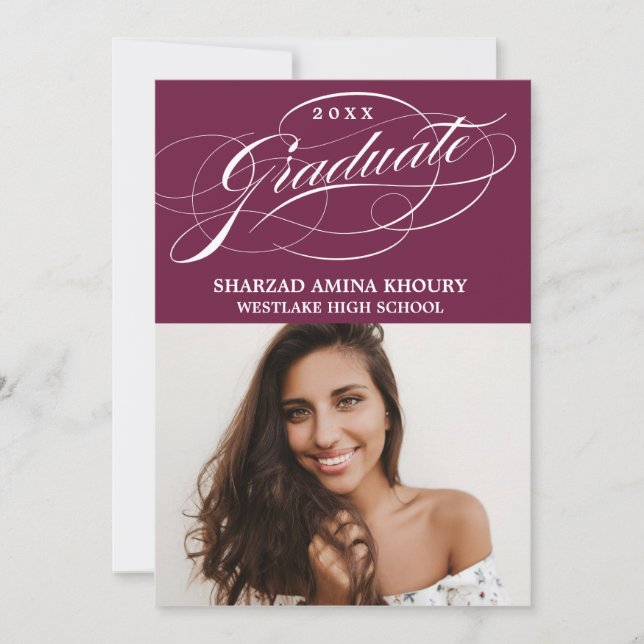 STYLISH ELEGANT SCRIPT 2 GRADUATE PARTY INVITATION (Front)