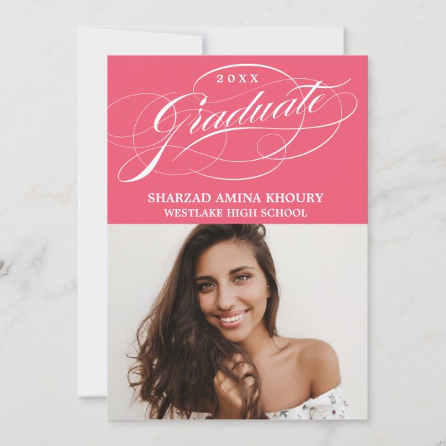 STYLISH ELEGANT SCRIPT 2 GRADUATE PARTY INVITATION (Front)