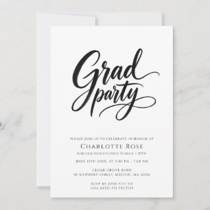 Stylish Elegant Script Grad Party Graduation Invitation