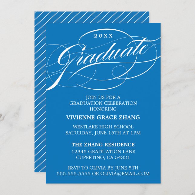 STYLISH ELEGANT SCRIPT GRADUATE PARTY INVITATION (Front/Back)