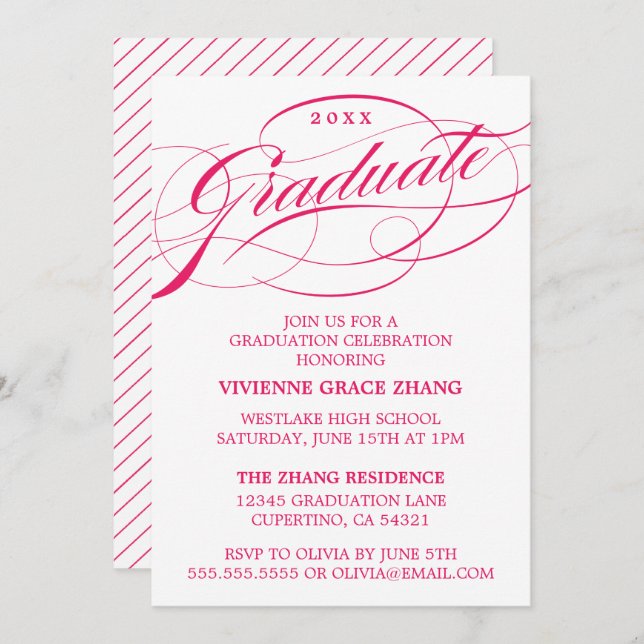 STYLISH ELEGANT SCRIPT GRADUATE PARTY INVITATION (Front/Back)