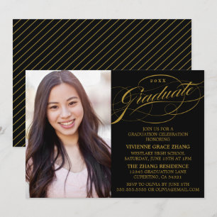 STYLISH ELEGANT SCRIPT GRADUATE PARTY INVITATION