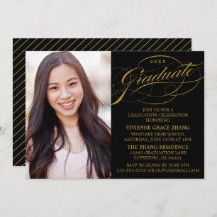 STYLISH ELEGANT SCRIPT GRADUATE PARTY INVITATION