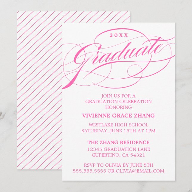 STYLISH ELEGANT SCRIPT GRADUATE PARTY INVITATION (Front/Back)