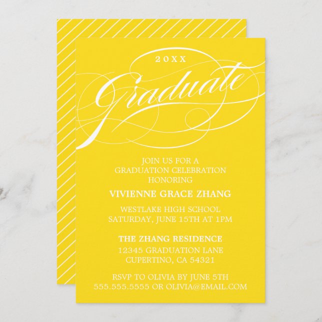 STYLISH ELEGANT SCRIPT GRADUATE PARTY INVITATION (Front/Back)