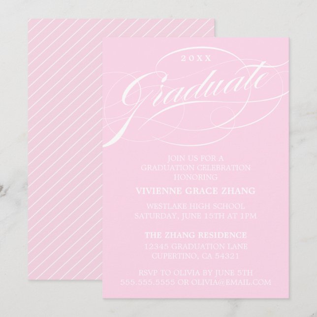STYLISH ELEGANT SCRIPT GRADUATE PARTY INVITATION (Front/Back)