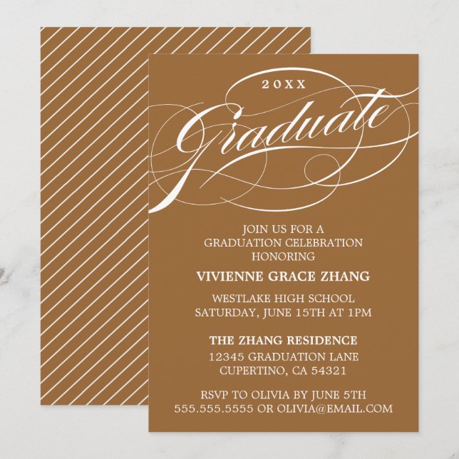 STYLISH ELEGANT SCRIPT GRADUATE PARTY INVITATION (Front/Back)