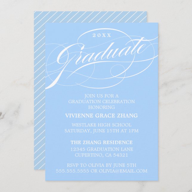 STYLISH ELEGANT SCRIPT GRADUATE PARTY INVITATION (Front/Back)