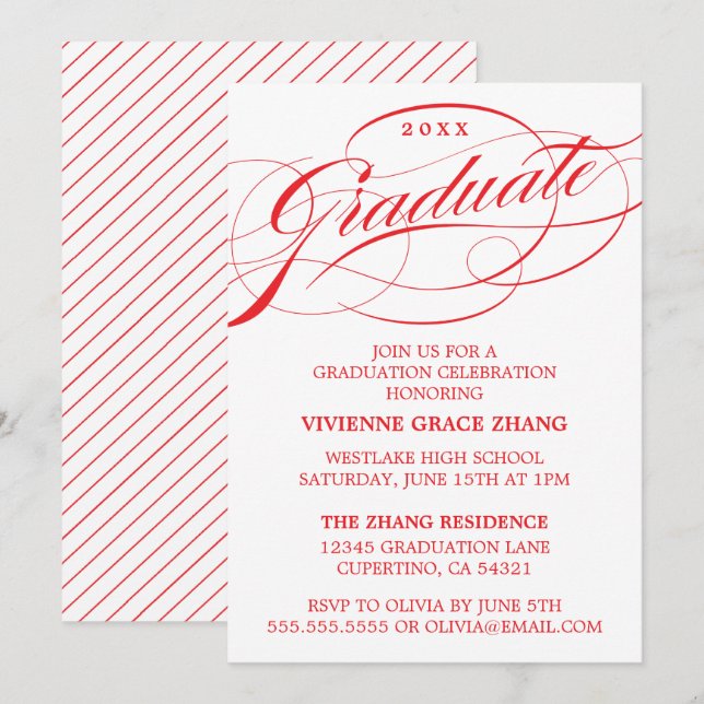 STYLISH ELEGANT SCRIPT GRADUATE PARTY INVITATION (Front/Back)