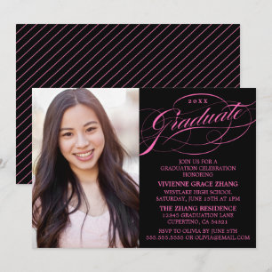 STYLISH ELEGANT SCRIPT GRADUATE PARTY INVITATION