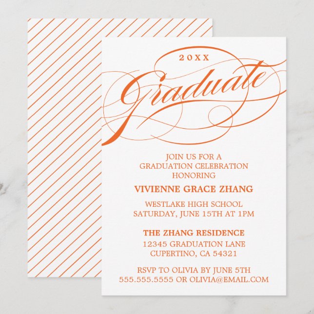 STYLISH ELEGANT SCRIPT GRADUATE PARTY INVITATION (Front/Back)