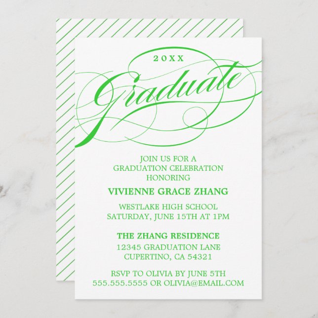 STYLISH ELEGANT SCRIPT GRADUATE PARTY INVITATION (Front/Back)