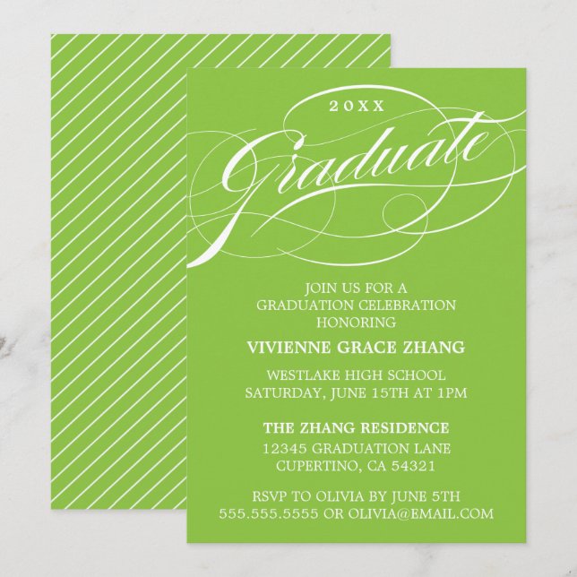 STYLISH ELEGANT SCRIPT GRADUATE PARTY INVITATION (Front/Back)