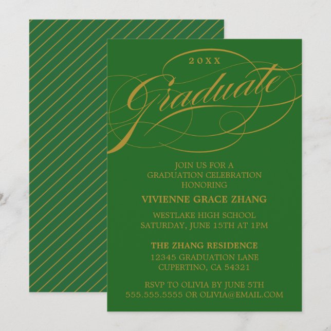 STYLISH ELEGANT SCRIPT GRADUATE PARTY INVITATION (Front/Back)