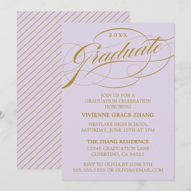 STYLISH ELEGANT SCRIPT GRADUATE PARTY INVITATION (Front/Back)