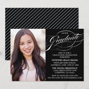 STYLISH ELEGANT SCRIPT GRADUATE PARTY INVITATION