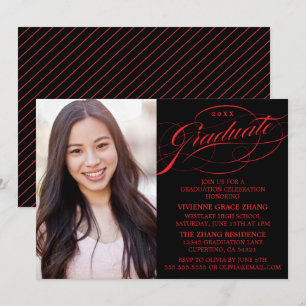 STYLISH ELEGANT SCRIPT GRADUATE PARTY INVITATION