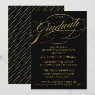 STYLISH ELEGANT SCRIPT GRADUATE PARTY INVITATION