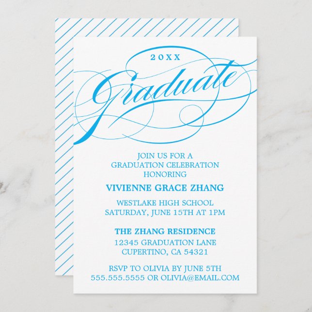STYLISH ELEGANT SCRIPT GRADUATE PARTY INVITATION (Front/Back)