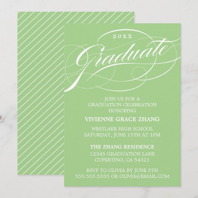 STYLISH ELEGANT SCRIPT GRADUATE PARTY INVITATION (Front/Back)