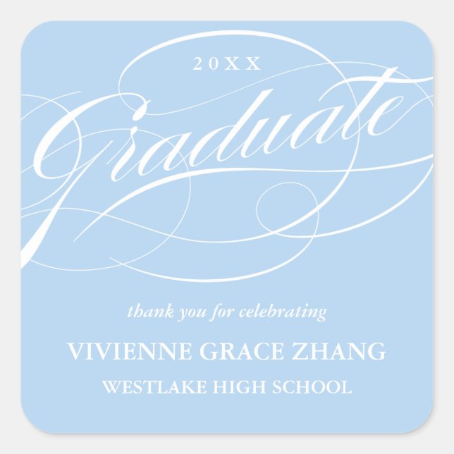 STYLISH ELEGANT SCRIPT GRADUATE THANK YOU STICKER (Front)