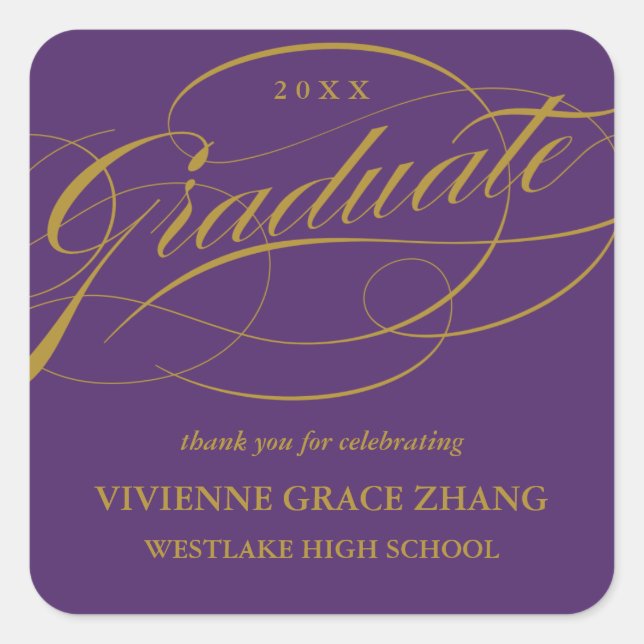 STYLISH ELEGANT SCRIPT GRADUATE THANK YOU STICKER (Front)