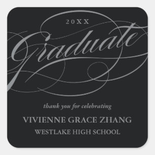 STYLISH ELEGANT SCRIPT GRADUATE THANK YOU STICKER