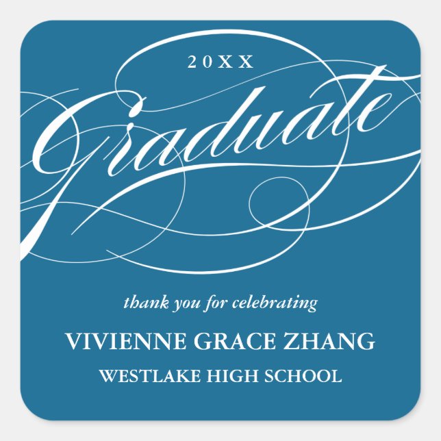STYLISH ELEGANT SCRIPT GRADUATE THANK YOU STICKER (Front)
