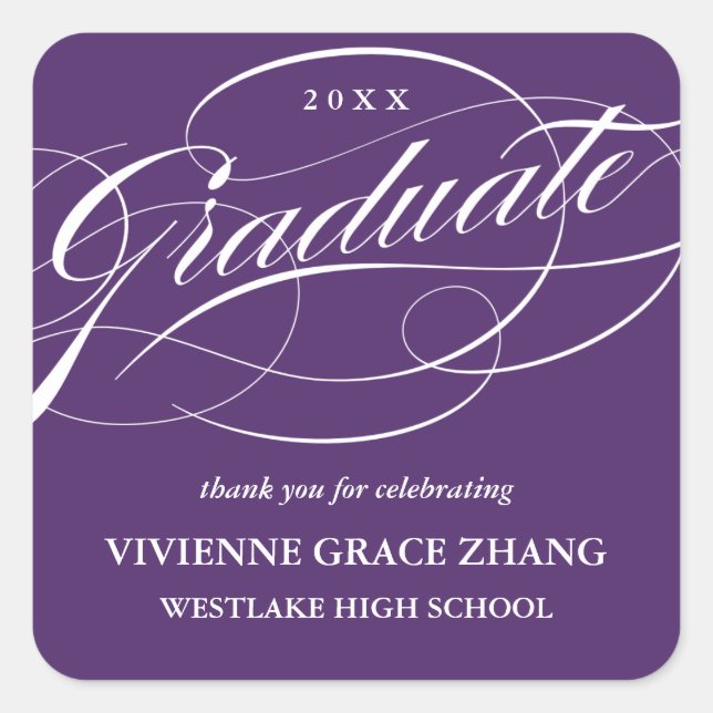 STYLISH ELEGANT SCRIPT GRADUATE THANK YOU STICKER (Front)