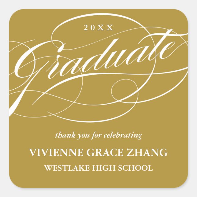 STYLISH ELEGANT SCRIPT GRADUATE THANK YOU STICKER (Front)