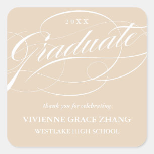 STYLISH ELEGANT SCRIPT GRADUATE THANK YOU STICKER