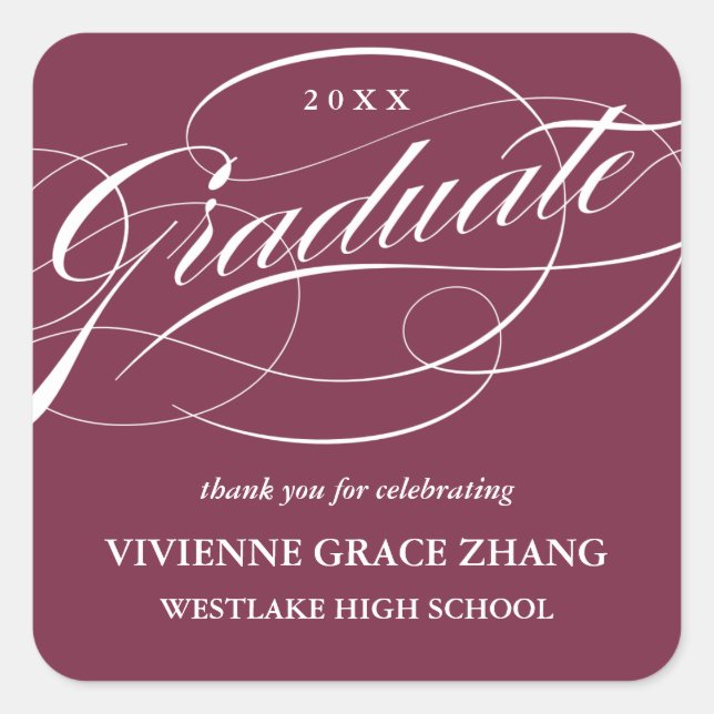 STYLISH ELEGANT SCRIPT GRADUATE THANK YOU STICKER (Front)