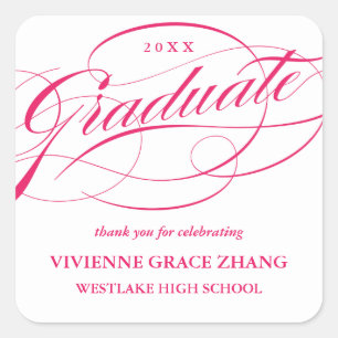 STYLISH ELEGANT SCRIPT GRADUATE THANK YOU STICKER