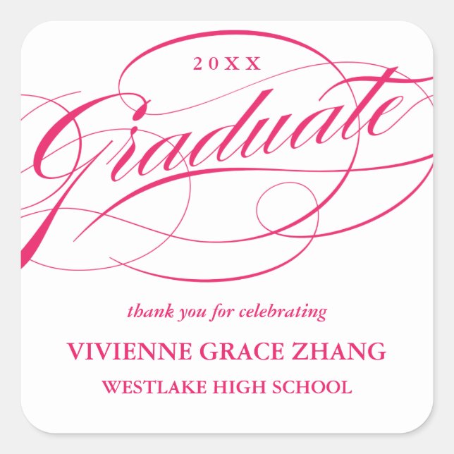 STYLISH ELEGANT SCRIPT GRADUATE THANK YOU STICKER (Front)
