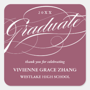 STYLISH ELEGANT SCRIPT GRADUATE THANK YOU STICKER