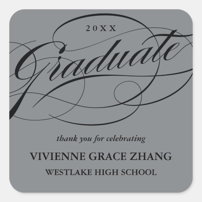 STYLISH ELEGANT SCRIPT GRADUATE THANK YOU STICKER (Front)