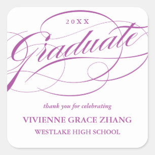 STYLISH ELEGANT SCRIPT GRADUATE THANK YOU STICKER