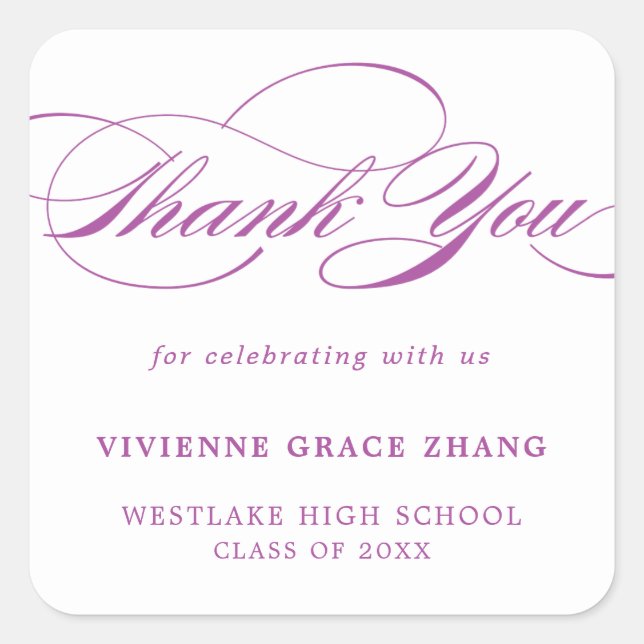 STYLISH ELEGANT SCRIPT THANK YOU STICKER (Front)